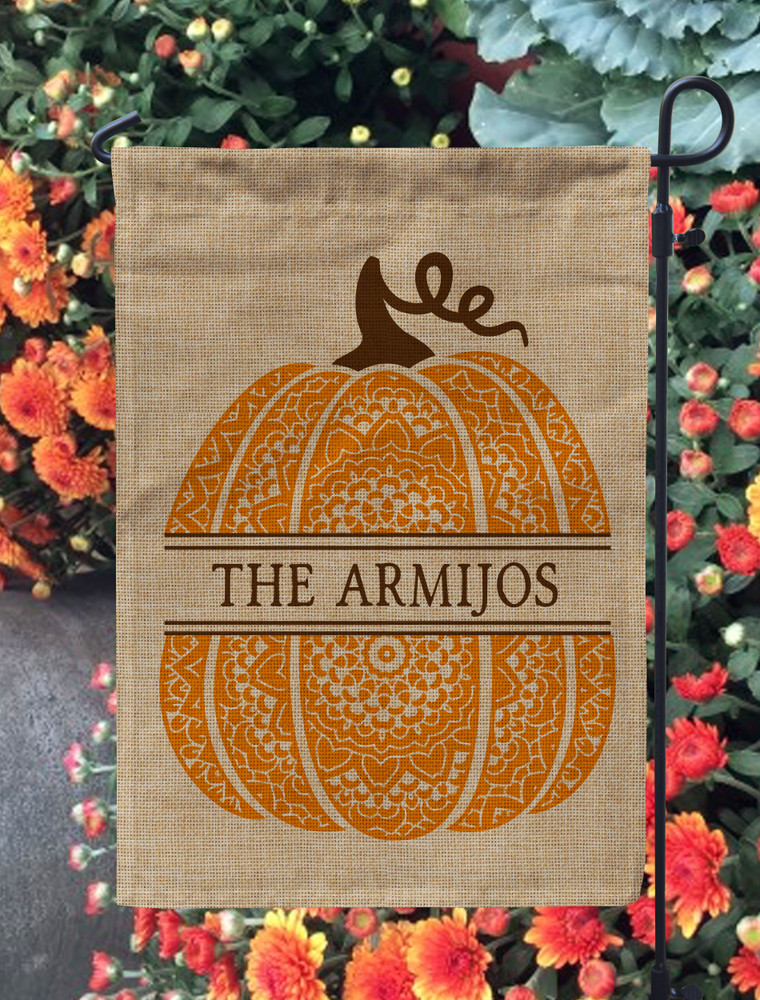 Personalized Boho Pumpkin Burlap Garden Flag - Custom Yard Flag and Outdoor Home Decor for Fall