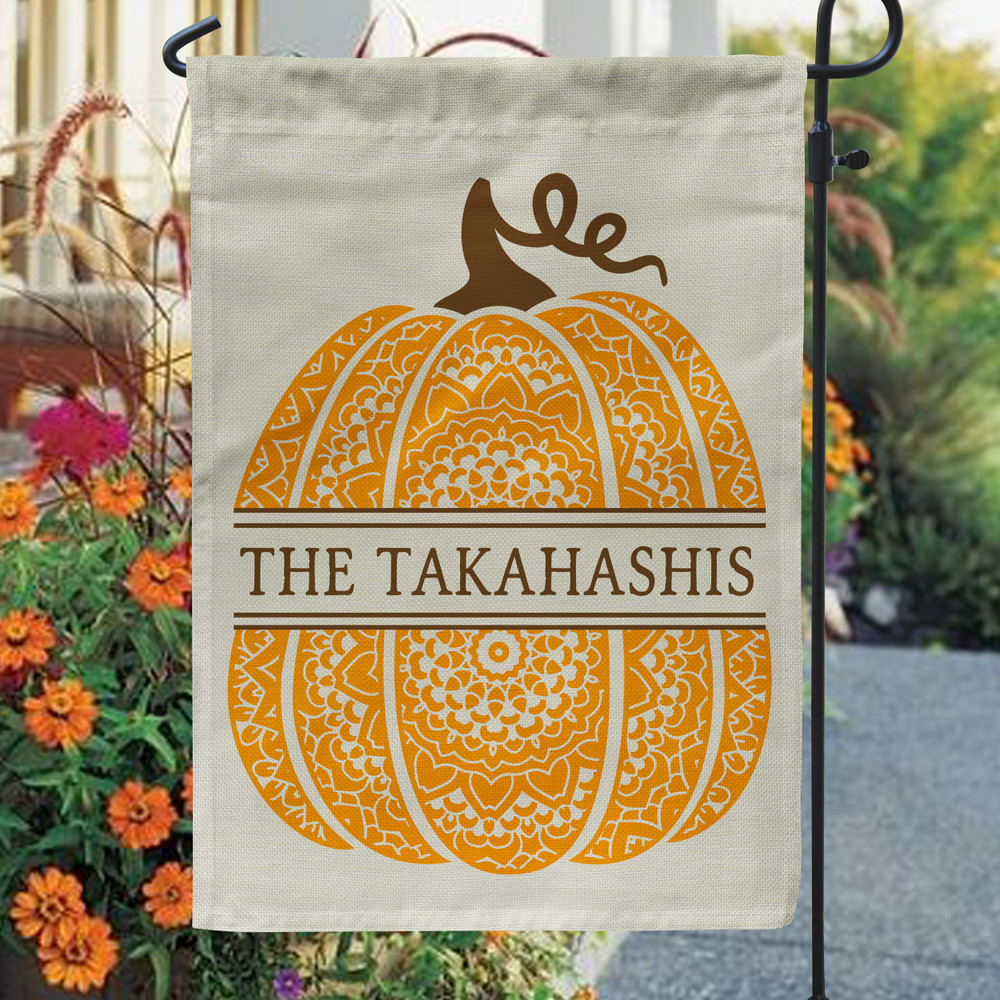 Boho Pumpkin Faux Linen Garden Flag