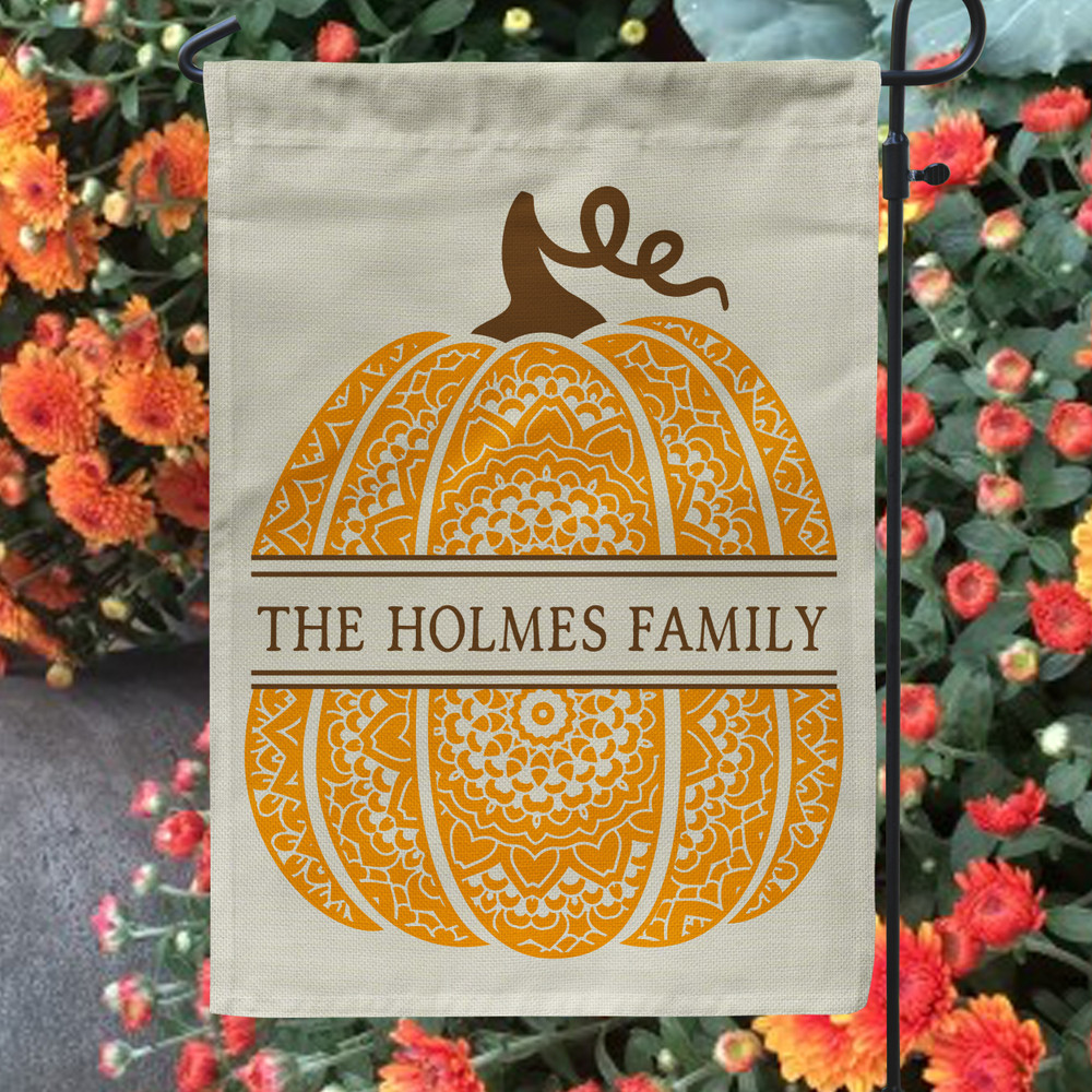 Boho Pumpkin Faux Linen Garden Flag