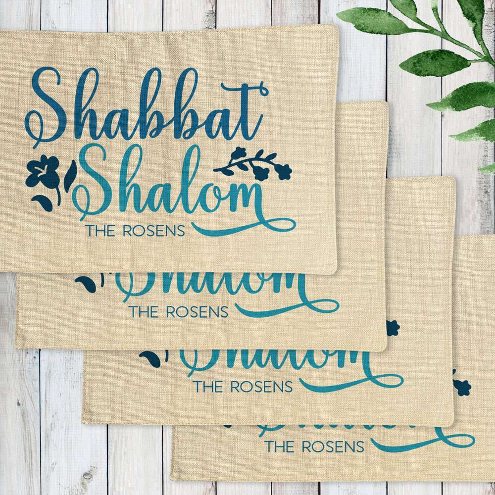 Personalized Shabbat Shalom Hanukkah Placemats