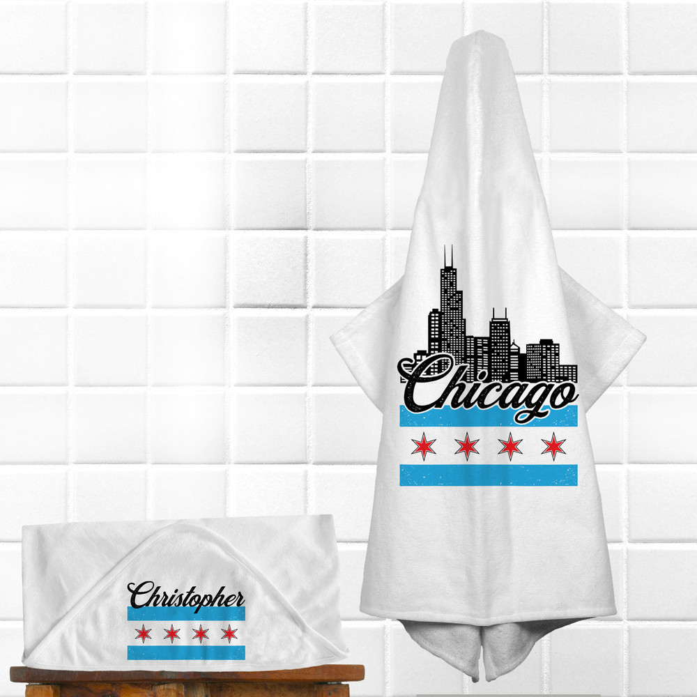 Personalized Chicago Baby Hooded Towel