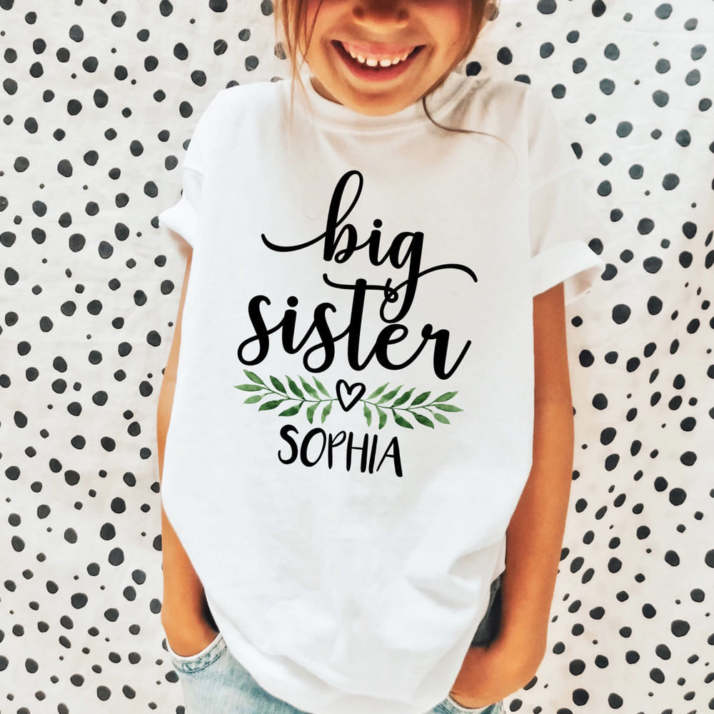 Personalized Big Sister Shirt with Name - Matching Sister Shirts - New Big Sister Gifts - Matching Big Sister Shirts & Little Sister Baby Outfits