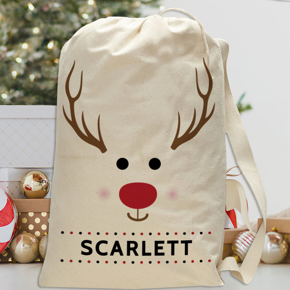 Personalized Santa Sack: Reindeer Christmas