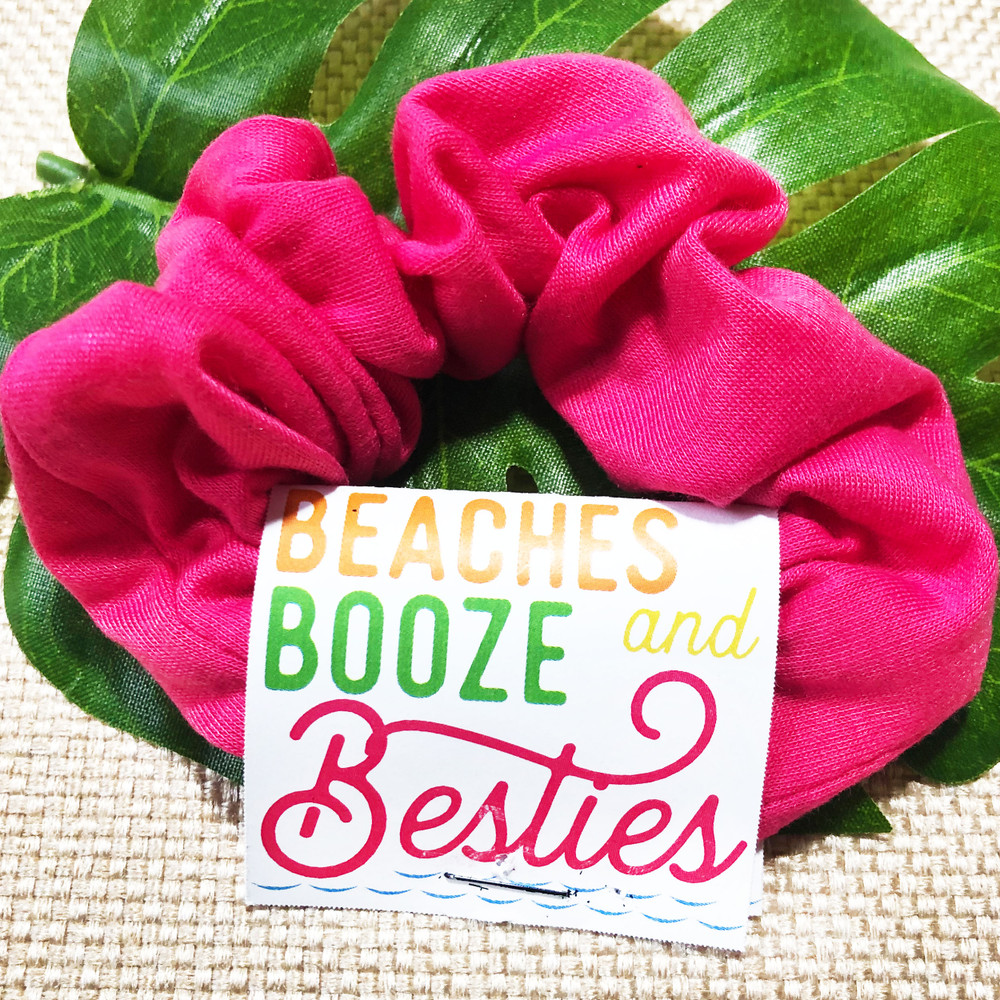 Beaches Booze & Besties Hair Scrunchies - Beach Girls Trip Gifts - Beach Hair Ties - Beach Bachelorette Party Favors