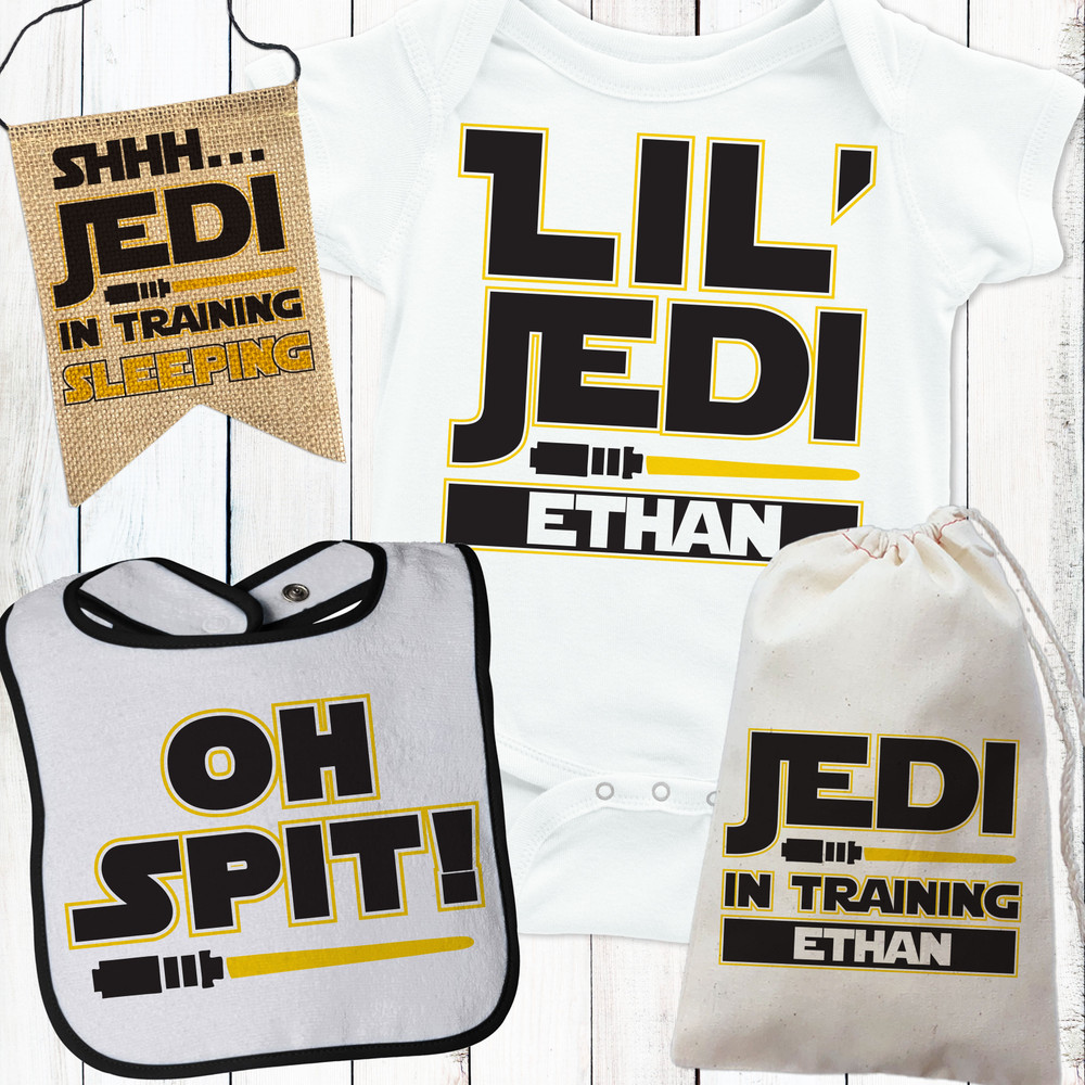 Personalized Lil' Jedi Star Wars Baby Gift Set