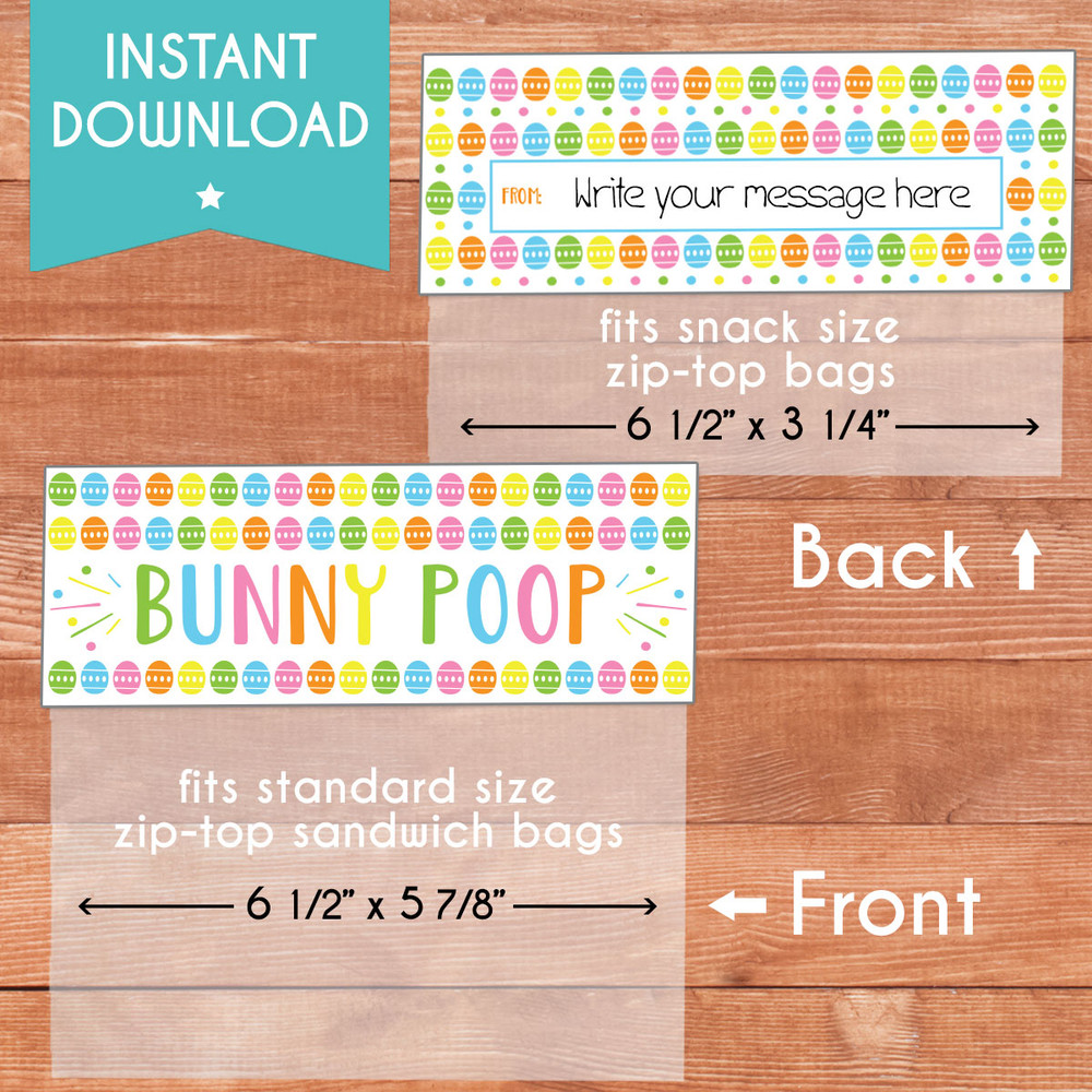 Printable Bunny Poop Easter Treat Bag Toppers (Instant Download)