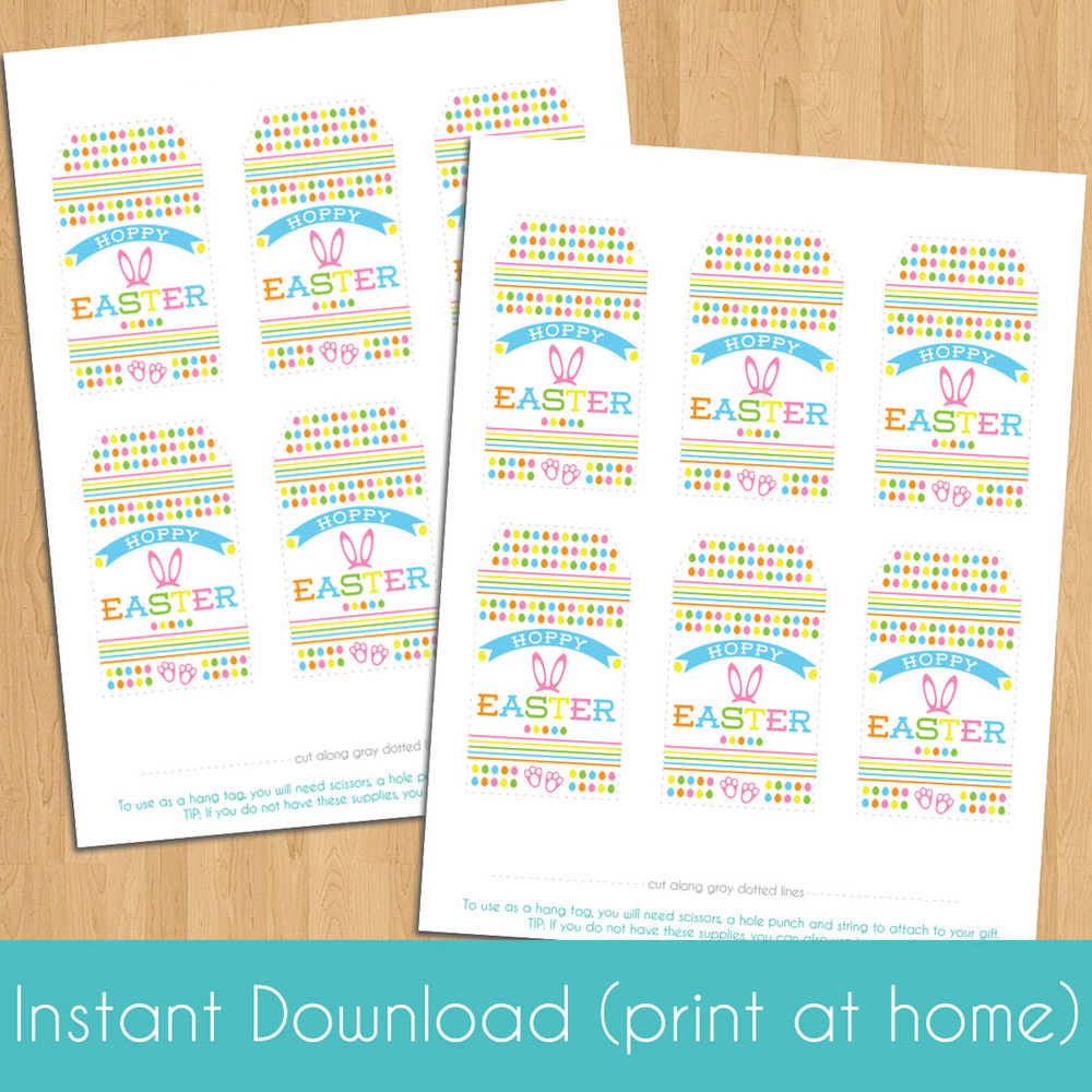 Printable Hoppy Easter Tags (Instant Download) - Digital File Easter Printables