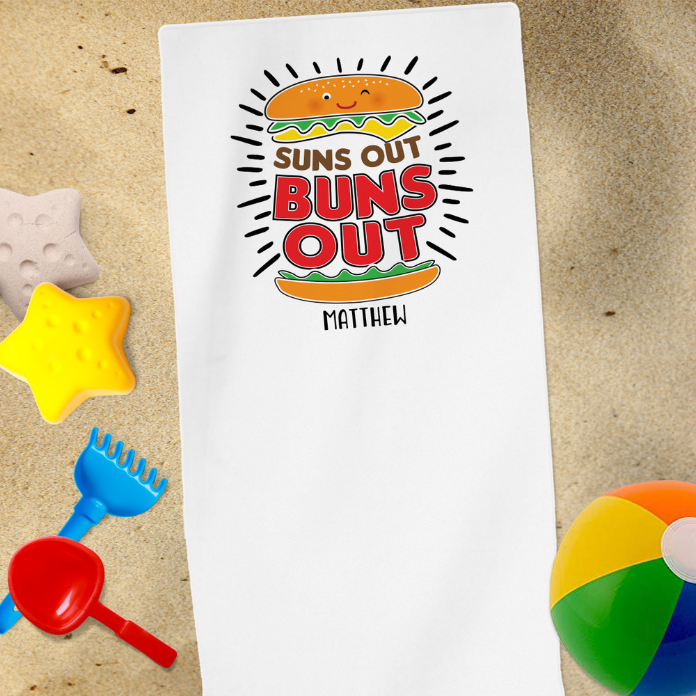 Personalized Beach Towel: Suns Out Buns Out