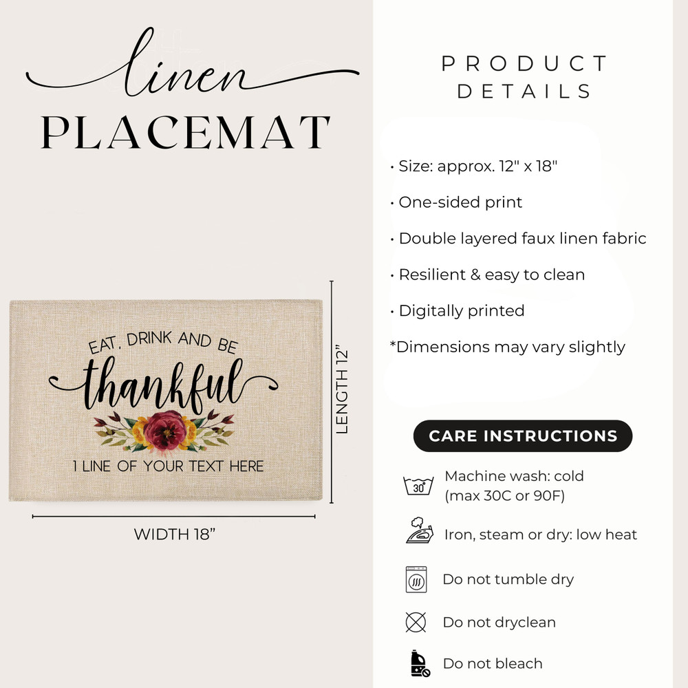 Fall Floral Thankful Placemats