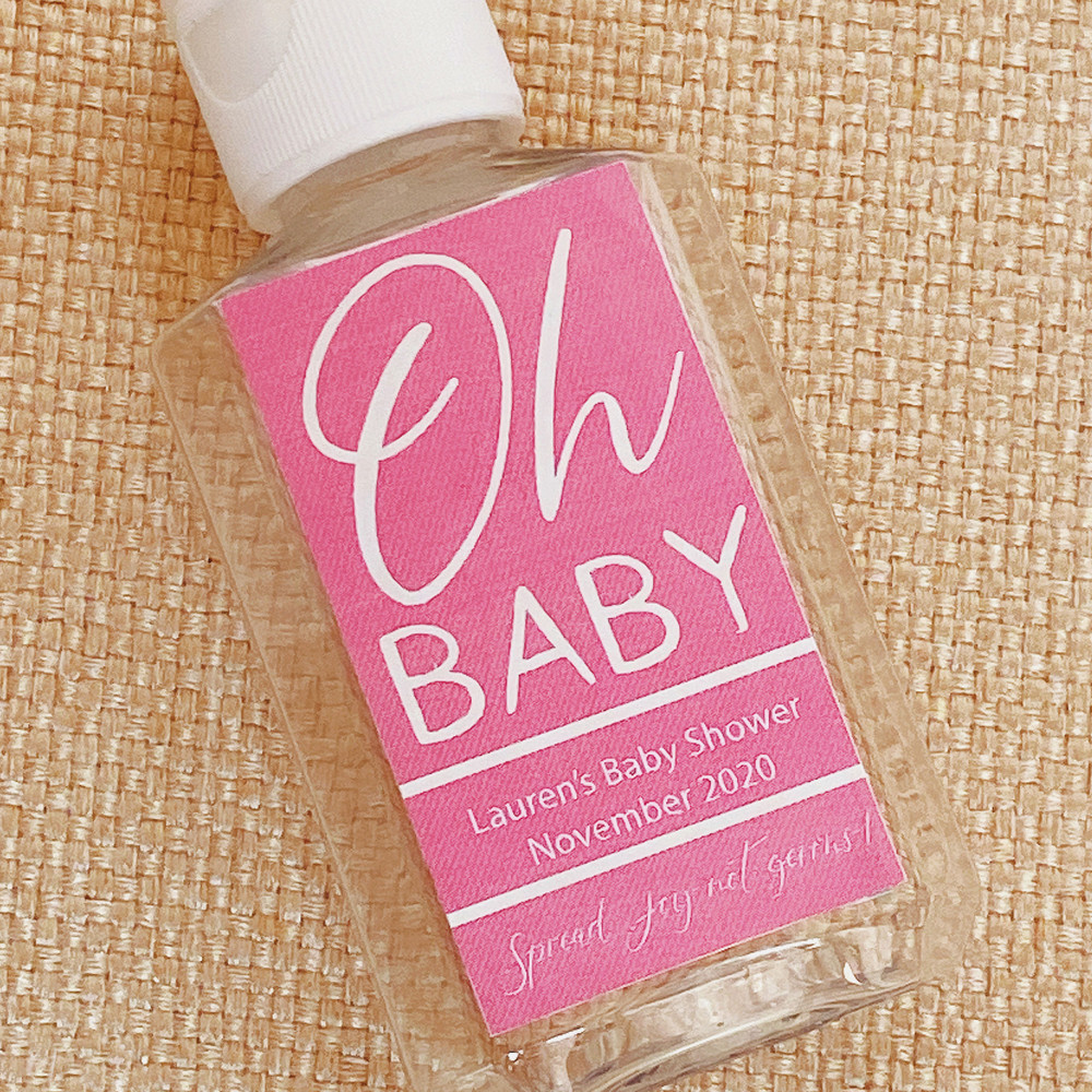 Oh Baby Shower Hand Sanitizer Labels & Bottles (Blues)