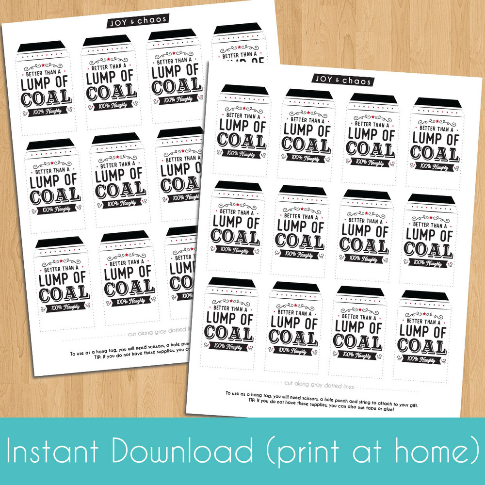 Printable Better Than Coal Christmas Gift Tags (Instant Download)