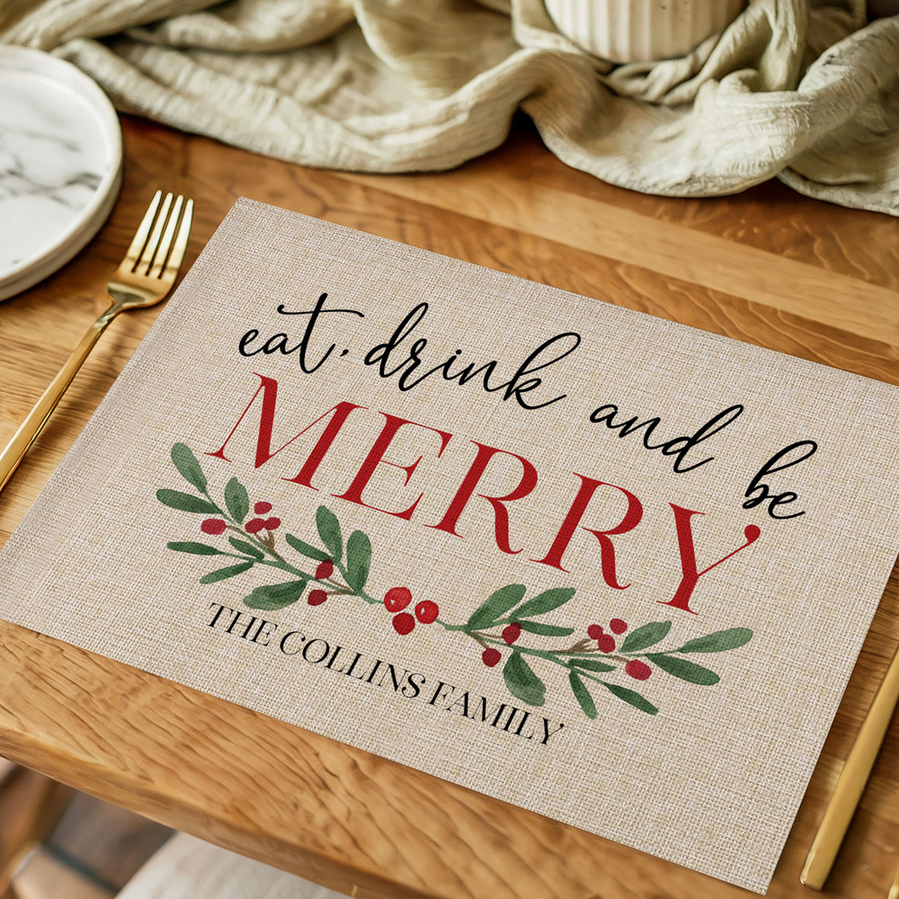 Eat Drink & Be Merry Christmas Placemats