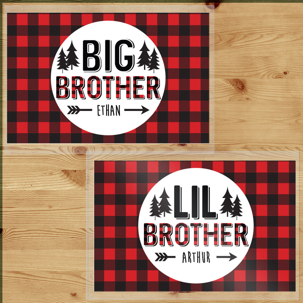 Personalized Perfectly Plaid Big and Little Brother Laminated Placemat