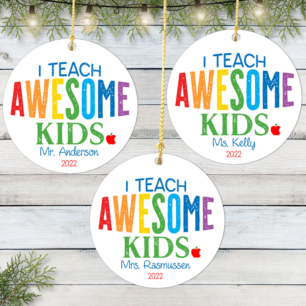 Personalized Awesome Kids Teacher Christmas Ornament