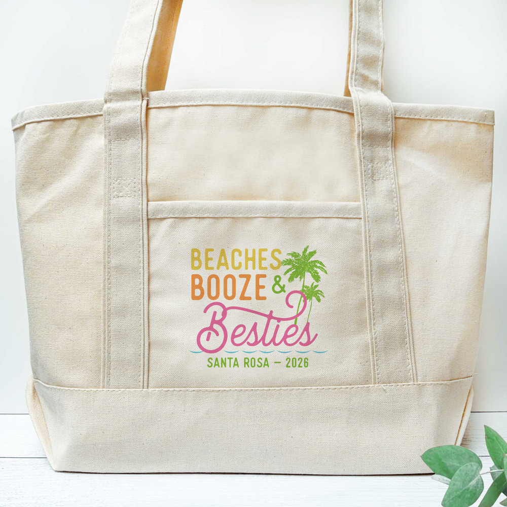 Beaches Booze & Besties Beach Tote Bags