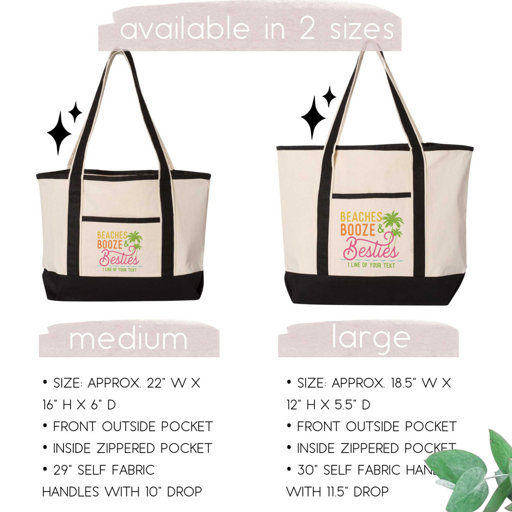 Beaches Booze & Besties Beach Tote Bags