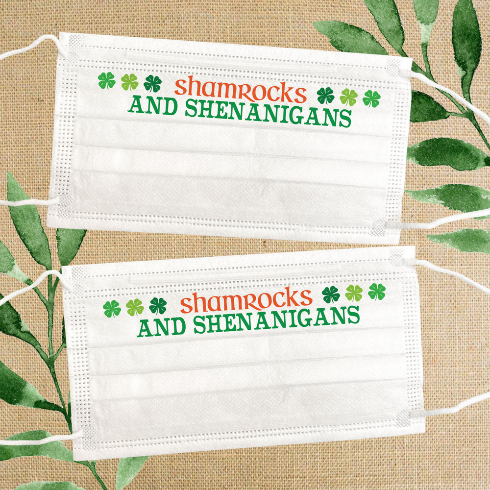 St. Patrick's Day Disposable Face Masks for Kids + Adults  - Shamrocks and Shenanigans