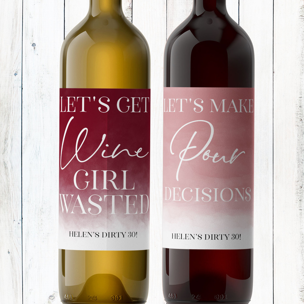 Personalized Bachelorette Wine Labels with Sayings: Make Pour Decisions, Wine Girl Wasted