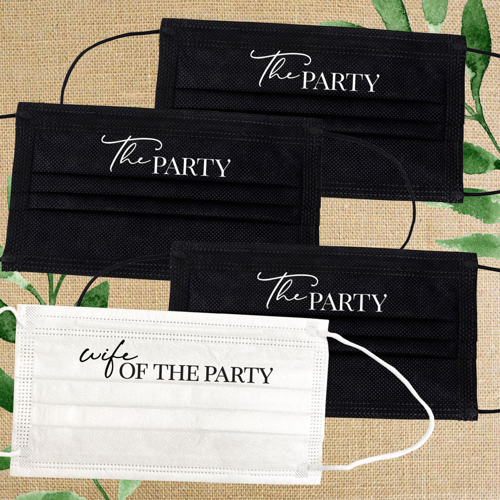 Wife of the Party Disposable Masks for Bachelorette Party or Bridal Shower