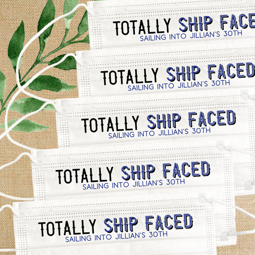 Ship Faced Nautical Birthday Masks - Personalized Disposable Mask Set for Boat Birthday or Booze Cruise Ship Trip
