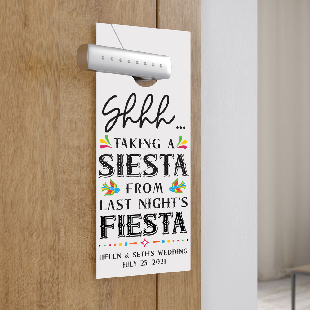 Custom Fiesta Siesta Door Hangers + Key Holders for Mexico Bachelorette or Mexican Wedding