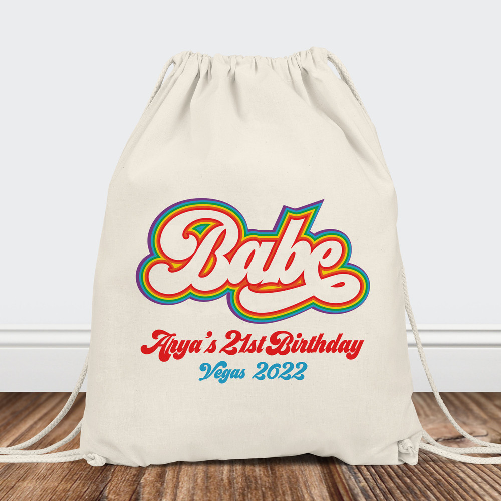 Retro Rainbow Bachelorette Party Bags - Custom Tote Bags for Bride and Babe - Personalized Canvas Tote Bags - Lesbian Bachelorette Party Gifts - Gay Wedding Celebration