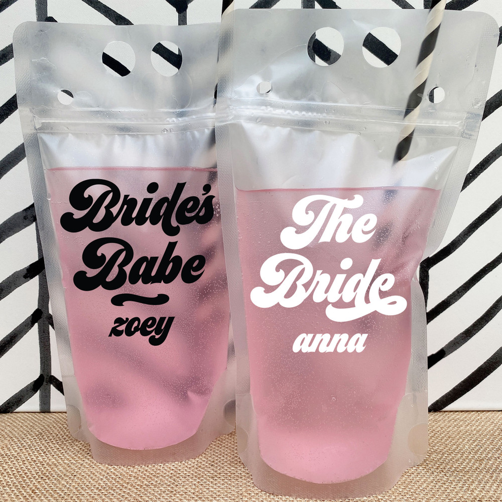 Retro Bachelorette Party Custom Drink Pouches - 70s Bachelorette Party Cups