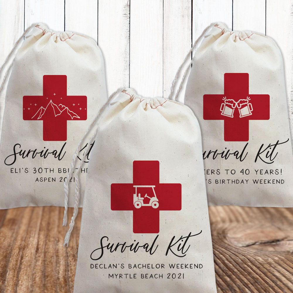 Classic Cross Personalized Hangover Survival Kit Bags for Golf Bachelor Party or Mens Birthday