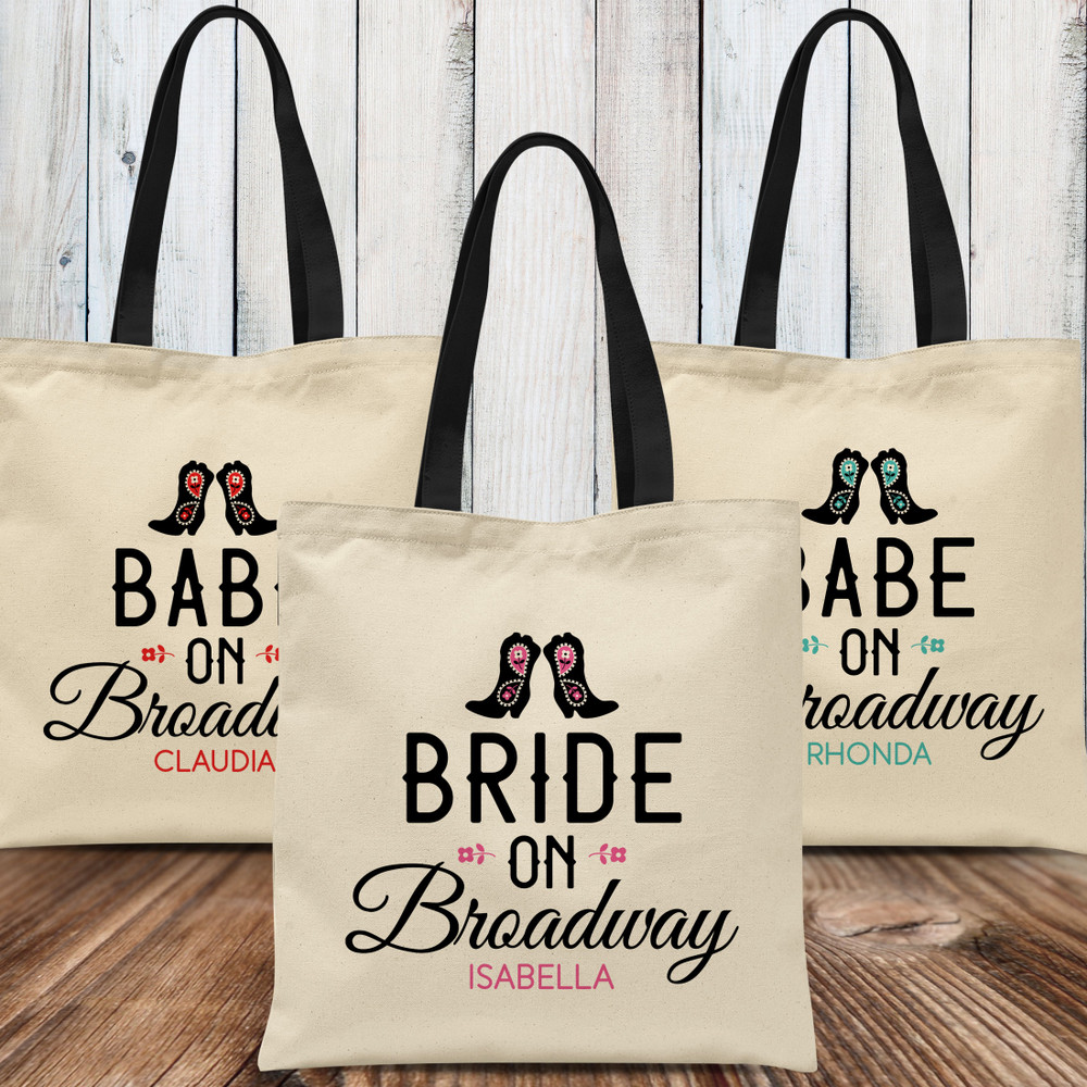 Babe On Broadway Nashville Tote Bags - Nashville Bachelorette Party Bags - Nashty Bride and Nash Bash Birthday Bags - Personalized Nashville Girls Trip Bags - Custom Nashville Totes