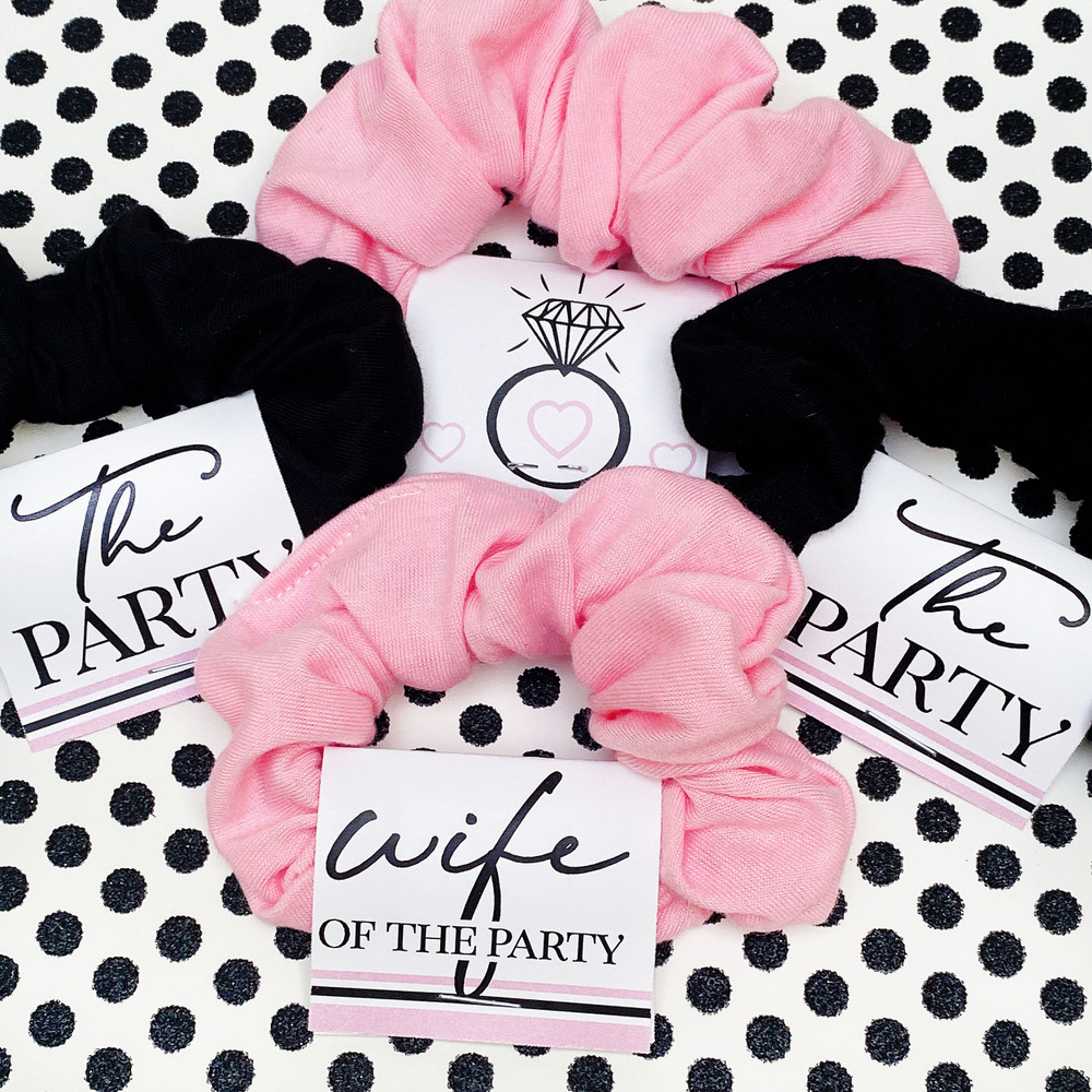 Wife of the Party Bachelorette Scrunchies - Bride Hair Scrunchie + Bridal Party Hair Ties