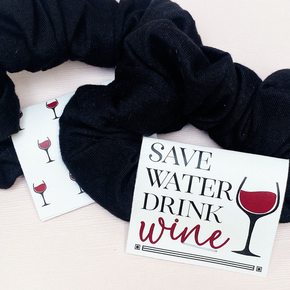 Save Water Drink Wine Hair Scrunchies