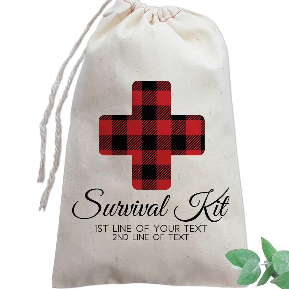 Plaid Cross Survival Kit Favor Bags