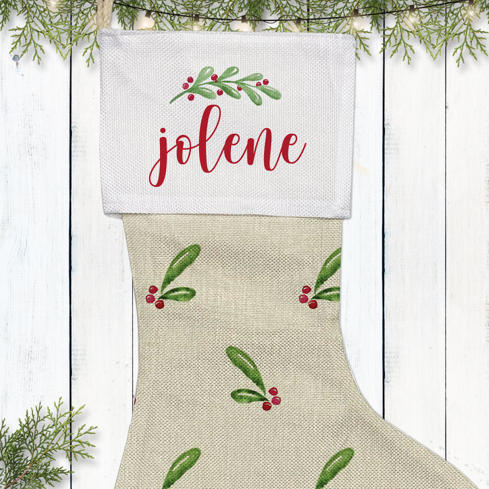 Watercolor Holly Christmas Stockings