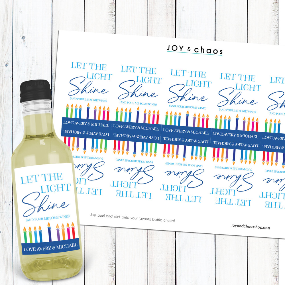 Personalized Hanukkah Mini Wine Labels