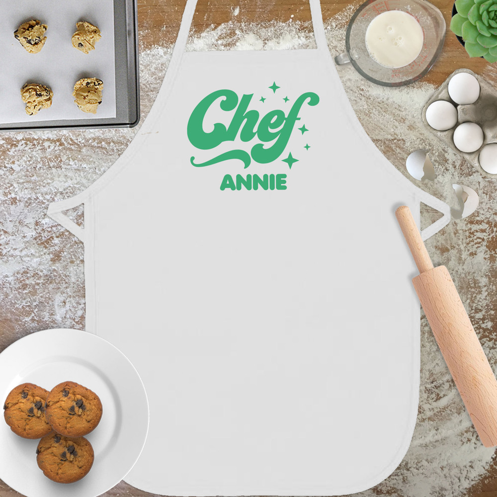 Personalized Retro Chef Aprons - Custom Aprons for Toddler Girls, Toddler Boys and Children