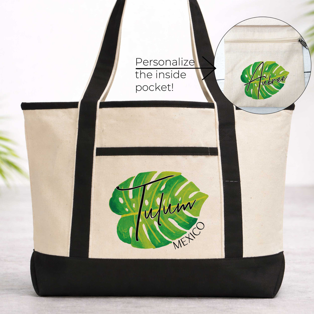 Monstera Leaf Beach Tote