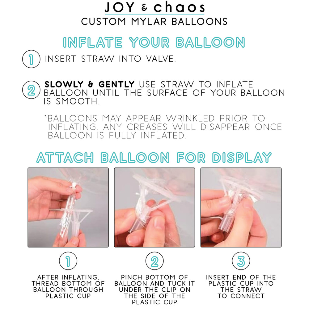Custom Mylar Balloons - Large Personalized Foil Balloons | Joy & Chaos
