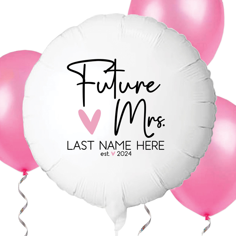 Personalized Bride Balloon - Future Mrs. Balloon - Large White Mylar Balloon Decorations for Bridal Shower - Modern Bachelorette Party Balloons