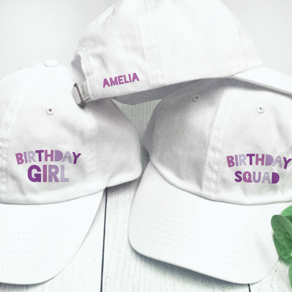 Purple Birthday Girl Hat  - Girls Birthday Baseball Hats - Childrens Birthday Hats - Birthday Squad Hats for Girls