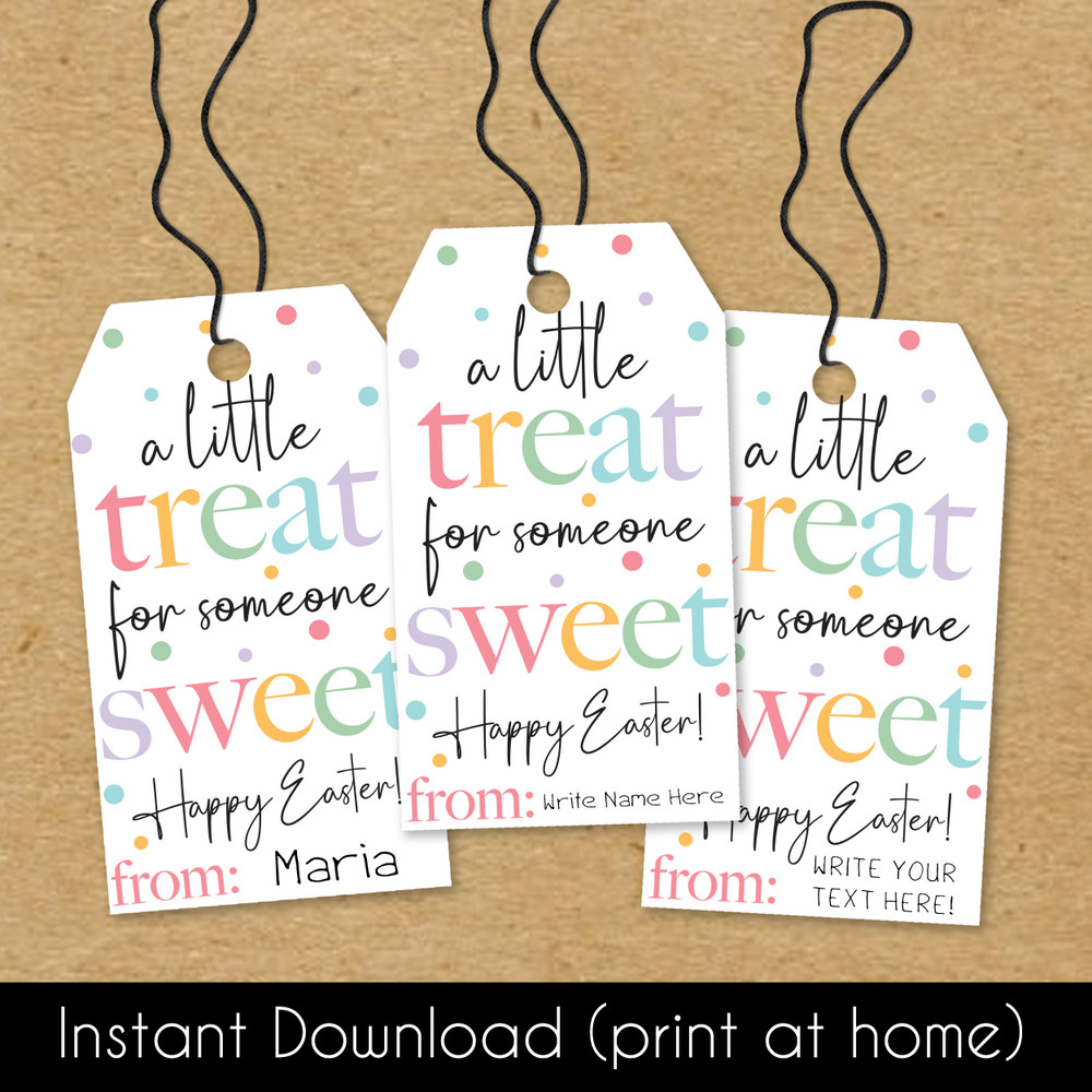 Modern Easter Printable Treat Tags - Instant Download Easter Candy Tags - Print at Home Easter Tags for Cookies, Candy, Peeps, Baked Goods, and Gifts - Pastel Treat for Someone Sweet Happy Easter Labels to Print