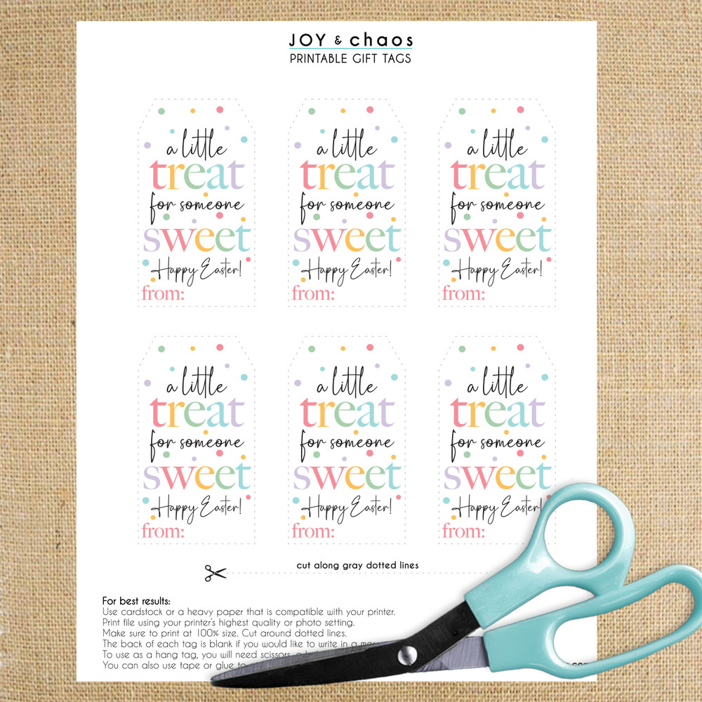 Modern Easter Printable Treat Tags - Instant Download Easter Candy Tags - Print at Home Easter Tags for Cookies, Candy, Peeps, Baked Goods, and Gifts - Pastel Treat for Someone Sweet Happy Easter Labels to Print