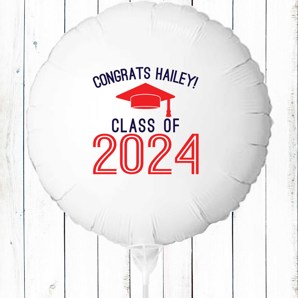 Graduation Congrats Balloon with Name - Class of 2023 Personalized Graduation Balloon  - Large Mylar Balloon for High School Graduate - Graduation Party Decorations - Balloon for College Graduate - Graduation Party Decor in School Colors