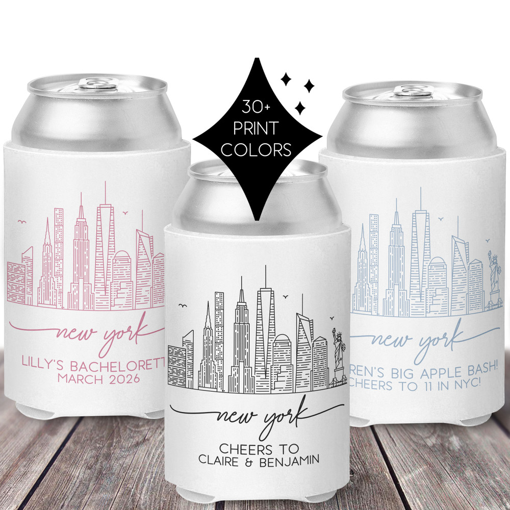 Modern City Skyline Can Coolers