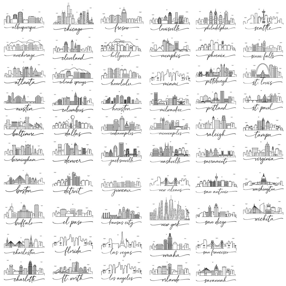 Modern City Skyline Can Coolers
