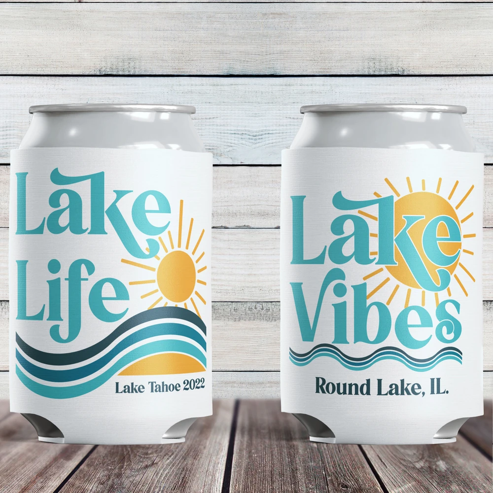 Lake Life Can Coolers - Lake Vibes Can Cozy - Custom Lake Bachelorette Can Coolers -Lake Theme Gifts - Adult Party Favors for Lake Weekend - Personalized Can Sleeves- Lake Trip Can Cozies - Lake House Decor