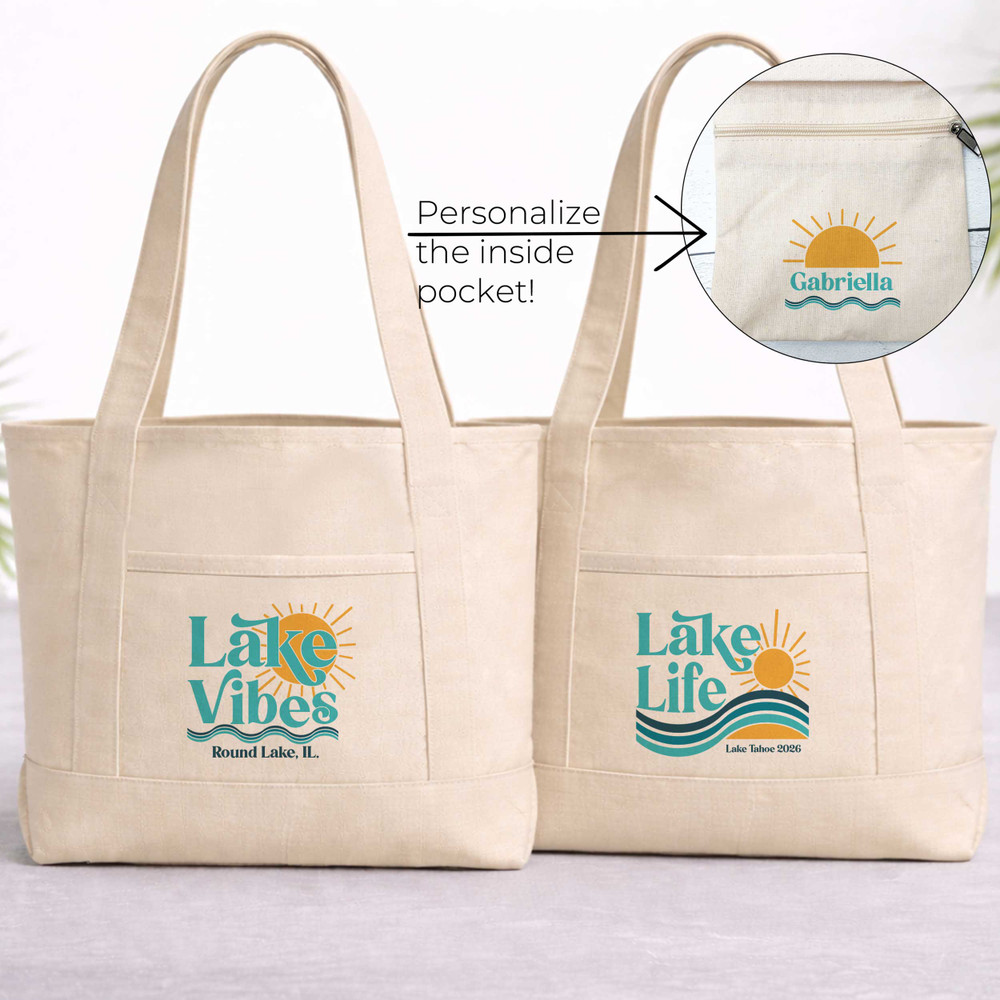 Lake Life + Lake Vibes Beach Tote
