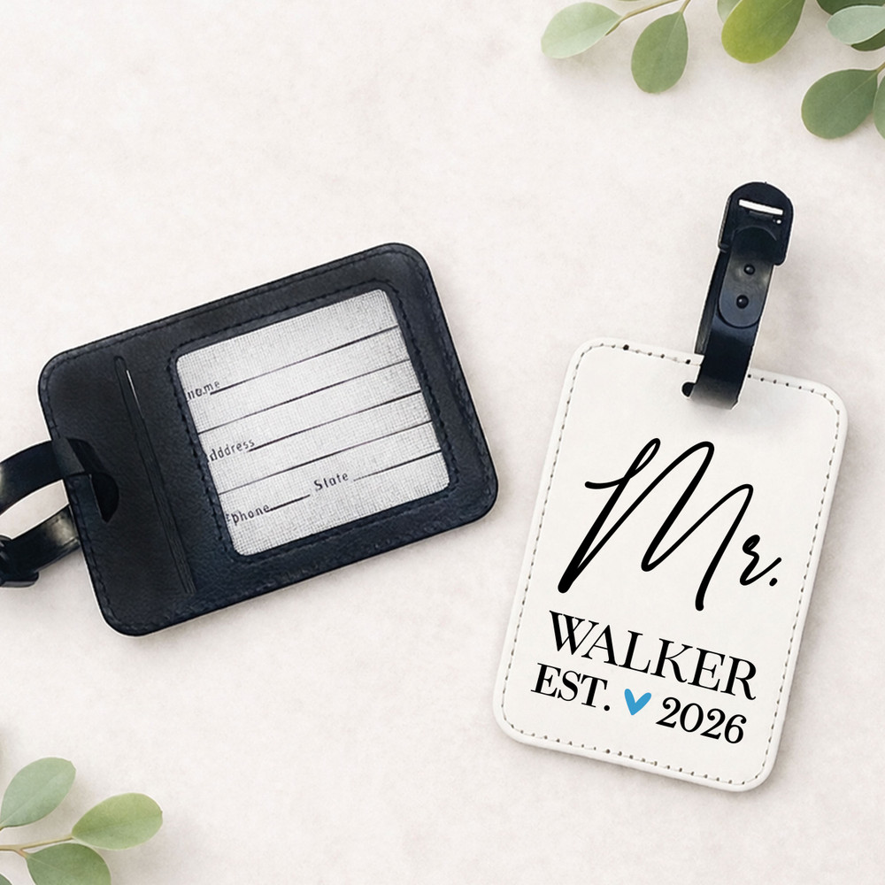 Modern Heart Mr. and Mrs. Luggage Tags