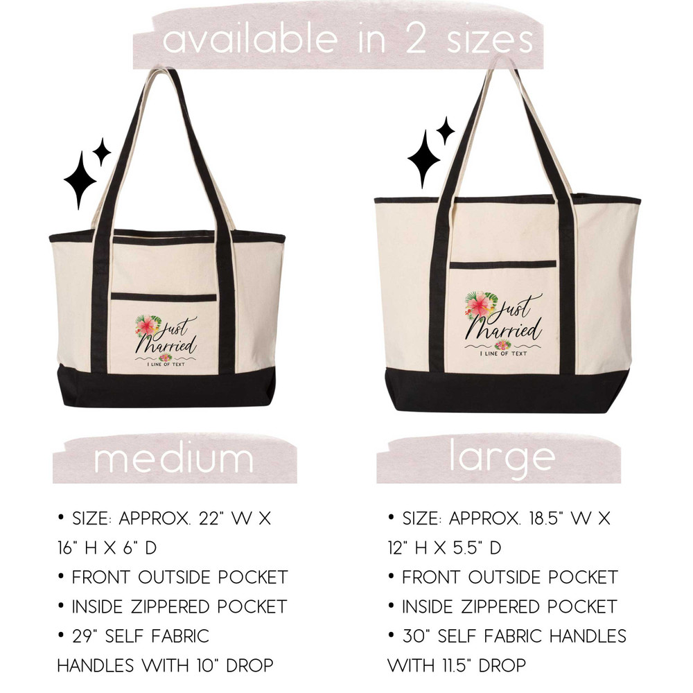 Tropical Floral Just Married Beach Tote