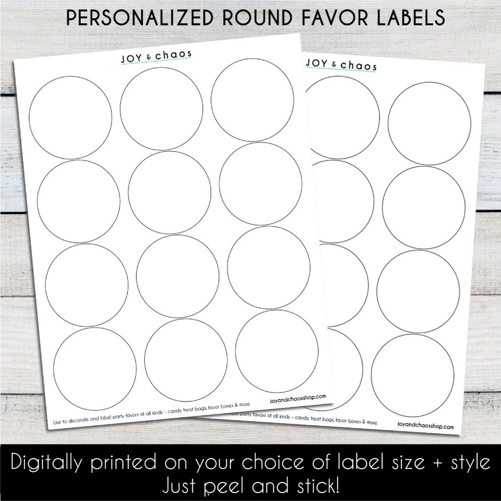 Custom Printed Bulk Favor Labels & Waterproof Stickers for Cups and Drinkware | Joy & Chaos