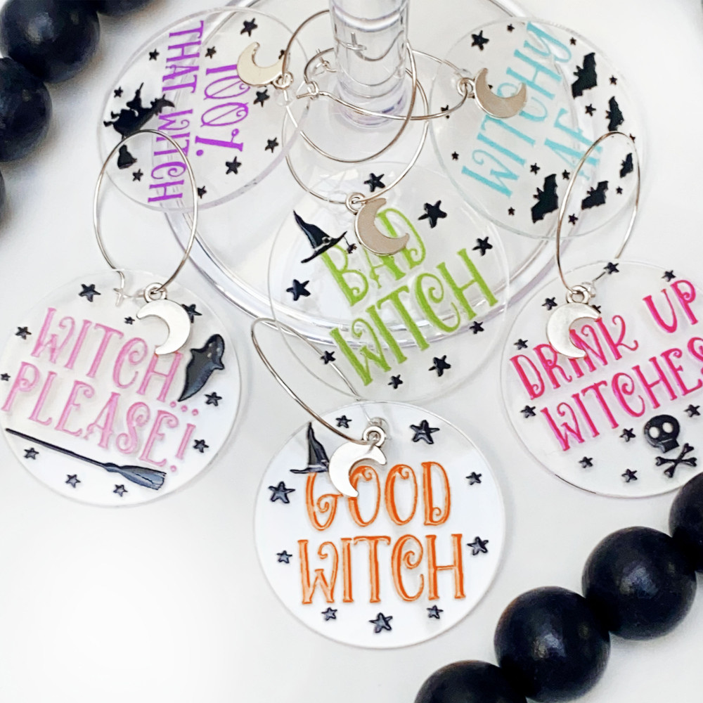 Witchy AF Halloween Wine Charms